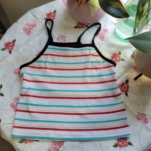 5/$20 Harlow multicolor striped halter racerback tank crop top small